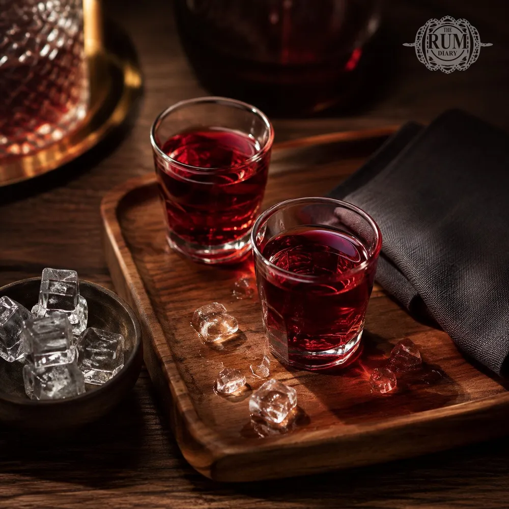 shots with red drinks on the table